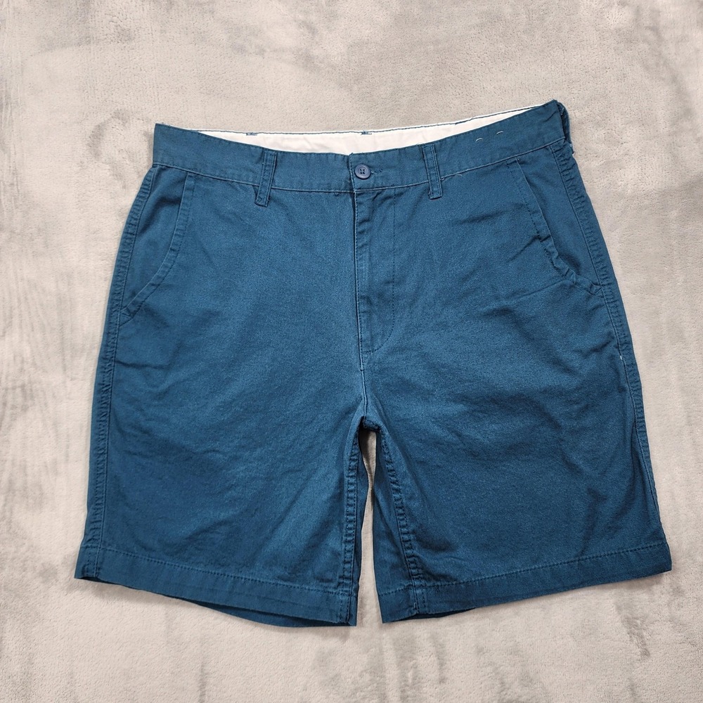 City Streets Shorts Mens 36 Blue Chino Flat Front Preppy Casual Summer Cotton